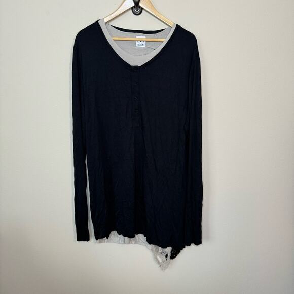 Zara Tops - Zara Oversized Contrast Long Sleeve Distressed Top Size XL
